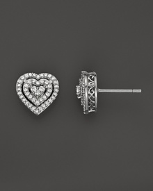 Diamond Heart Earrings in 14K White Gold, 0.40 ct. tw.