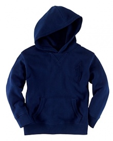 Breathable cotton mesh is transformed into a classic pullover hoodie design, featuring waffle-knit lining along the hood and a signature embroidered Big Pony at the chest. Breathable cotton mesh is transformed into a classic pullover hoodie design, featuring waffle-knit lining along the hood and a signature embroidered Big Pony at the chest.