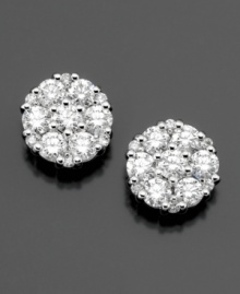 Add some enchantment to your outfit with these round-cut diamond earrings (1 ct. t.w.) in 14k white gold setting. Add some enchantment to your outfit with these round-cut diamond earrings (1 ct. t.w.) in 14k white gold setting.
