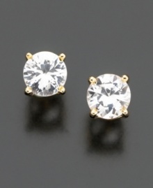 Look (and feel!) like a million dollars. These classic stud earrings feature round-cut white sapphires (2 ct. t.w.) set in 14k gold. Look (and feel!) like a million dollars. These classic stud earrings feature round-cut white sapphires (2 ct. t.w.) set in 14k gold.
