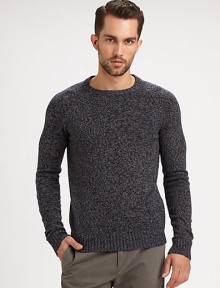 A seasonal element of modern style, this tri-colored crewneck sweater is effortlessly knitted from a blend of cotton and wool with raglan sleeves and ribbed trim detail at the collar, cuffs and hem.CrewneckRibbed knit collar, cuffs and hem30% cotton/30% polyester/30% viscose/10% woolDry cleanImported of Italian fabric A seasonal element of modern style, this tri-colored crewneck sweater is effortlessly knitted from a blend of cotton and wool with raglan sleeves and ribbed trim detail at the collar, cuffs and hem.CrewneckRibbed knit collar, cuffs and hem30% cotton/30% polyester/30% viscose/10% woolDry cleanImported of Italian fabric