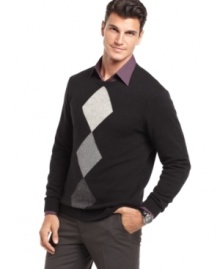 Go bold next time you are layering your look with a big argyle patterned sweater from Perry Ellis. Go bold next time you are layering your look with a big argyle patterned sweater from Perry Ellis.