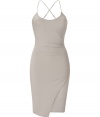 Stylish and sexy, this easy to style dress from James Perse takes your casual look to the next level - Scoop neck, adjustable spaghetti straps, back crisscross strap detail, side drape detail, side slit - Wear with an oversized cardigan and platform sandals