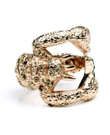 Fashionably fierce. RACHEL Rachel Roy's adjustable ring showcases a stylized scorpion motif. Embellished with sparkling crystals, it's set in rose gold tone mixed metal. Ring adjusts to fit finger.