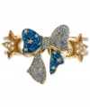 A perfect fit to be tied, this two-row bangle bracelet from Betsey Johnson is crafted from antique gold-tone mixed metal. Blue glitter and glass crystal accents add sparkle, with gold-tone stars enhancing the lustrous effect. Approximate diameter: 4 inches.