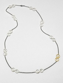 Hammered sterling silver and 24k gold swirl stations on a long, delicate link chain. Sterling silver24k goldLength, about 41.7Slip-on styleImported Hammered sterling silver and 24k gold swirl stations on a long, delicate link chain. Sterling silver24k goldLength, about 41.7Slip-on styleImported