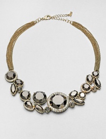 From the Starlight Collection. An elegant, faceted style in a chic cluster design on a multi-row link chain. GlassGoldtoneLength, about 19Lobster clasp closureImported From the Starlight Collection. An elegant, faceted style in a chic cluster design on a multi-row link chain. GlassGoldtoneLength, about 19Lobster clasp closureImported