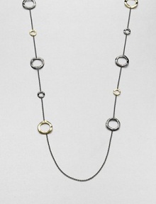 From the Notte Collection. Modern 18k gold and blackened sterling silver circular stations on a delicate link chain. 18k goldBlackened sterling silverLength, about 44Lobster clasp closureImported From the Notte Collection. Modern 18k gold and blackened sterling silver circular stations on a delicate link chain. 18k goldBlackened sterling silverLength, about 44Lobster clasp closureImported