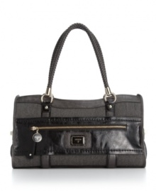 Urban chic has never looked so sweet! For work or the weekend, this canvas detailed GUESS satchel will keep you organized and right on trend. Urban chic has never looked so sweet! For work or the weekend, this canvas detailed GUESS satchel will keep you organized and right on trend.