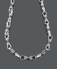 Let your style define you. This edgy men's necklace features a chic horseshoe link chain crafted in stainless steel with black rubber accents. Approximate length: 24 inches. Let your style define you. This edgy men's necklace features a chic horseshoe link chain crafted in stainless steel with black rubber accents. Approximate length: 24 inches.