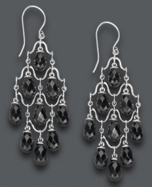 Perfect your soiree look with statement-making earrings. A delicate sterling silver setting highlights faceted, pear-shaped onyx stones (5 mm x 8 mm). Approximate drop: 2 inches. Perfect your soiree look with statement-making earrings. A delicate sterling silver setting highlights faceted, pear-shaped onyx stones (5 mm x 8 mm). Approximate drop: 2 inches.