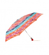 Brave the elements in chic city style with Marc by Marc Jacobs logo-laden umbrella - Allover multicolored logo print, blood orange detailed handle, loop strap - Wear with wellies and a colorful raincoat