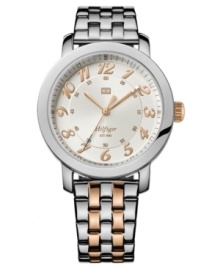 Stay warm this season with rosy tones and cool steel: a handsome timepiece by Tommy Hilfiger. Stay warm this season with rosy tones and cool steel: a handsome timepiece by Tommy Hilfiger.
