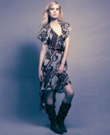 With a seventies-inspired geometric print, this Nicole Richie for Impulse dress is perfect for a stylish day-to-night look! With a seventies-inspired geometric print, this Nicole Richie for Impulse dress is perfect for a stylish day-to-night look!