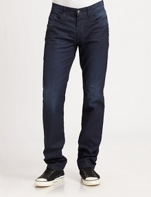 Cotton jeans in a rich hue offering a classic five-pocket design.Button closureZip flyBelt loopsFive-pocket styleInseam, about 34CottonMachine washMade in USA Cotton jeans in a rich hue offering a classic five-pocket design.Button closureZip flyBelt loopsFive-pocket styleInseam, about 34CottonMachine washMade in USA