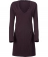 Luxurious dress in fine rayon blend - outstanding fine and high quality, comfortable due to stretch content - elegant bordeaux red - classic slim shift cut with elegant soft V-neck, long sleeves sleeves - feminine waist fit and decorative darts at the front - business suitable knee length - no-nonsense dress for grown-up women (perfect for the office) - simple, sophisticated and respectable - pair with pumps or booties