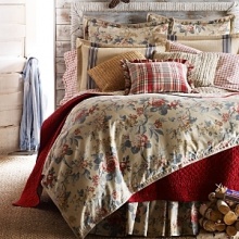 A heritage floral print in muted hues mixes easily with timeless stripes, checks and plaids for a contemporary yet traditional bedding collection that lends comfort and charm to any home. A heritage floral print in muted hues mixes easily with timeless stripes, checks and plaids for a contemporary yet traditional bedding collection that lends comfort and charm to any home.