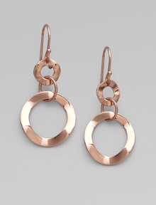 From the Rose Lite Links Collection. Two wavy open loops are connected by a third, in this graceful design of sterling silver and 18k gold, finished with polished 18k rose goldplating.18k gold and sterling silver with 18k rose goldplatingDrop, about 1½Ear wireImported From the Rose Lite Links Collection. Two wavy open loops are connected by a third, in this graceful design of sterling silver and 18k gold, finished with polished 18k rose goldplating.18k gold and sterling silver with 18k rose goldplatingDrop, about 1½Ear wireImported