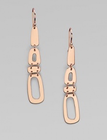 Smooth, organic shapes in sterling silver and 18k gold, finished with the warmth of 18k rose goldplating in a long, linked design. 18k gold and sterling silver with 18k rose goldplatingDrop, about 2½Hook backImported 