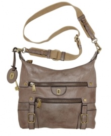 Distressed, with brasstone hardware, the Emilia bag combines chic vintage style with the trendy crossbody silhouette. Distressed, with brasstone hardware, the Emilia bag combines chic vintage style with the trendy crossbody silhouette.