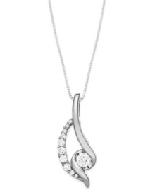 Set sail on shimmering seas. Sirena's stunning pendant necklace resembles the sail of a ship, while round-cut diamonds (1/4 ct. t.w.) reflect the light. Set in 14k white gold. Approximate length: 18 inches. Approximate drop: 3/4 inch. Set sail on shimmering seas. Sirena's stunning pendant necklace resembles the sail of a ship, while round-cut diamonds (1/4 ct. t.w.) reflect the light. Set in 14k white gold. Approximate length: 18 inches. Approximate drop: 3/4 inch.