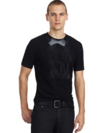 Get fancy while staying comfy, this Kenneth Cole Reaction tee boasts a playful bow tie and button down graphic.