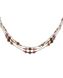 Red alert! A chic combination of crimson-hued crystals make 2028's triple-strand necklace ideally suited for fall fashion. Crafted in copper tone mixed metal and embellished with topaz and aurora borealis beads. Approximate length: 16 inches + 3-inch extender. Red alert! A chic combination of crimson-hued crystals make 2028's triple-strand necklace ideally suited for fall fashion. Crafted in copper tone mixed metal and embellished with topaz and aurora borealis beads. Approximate length: 16 inches + 3-inch extender.