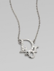 An iconic logo design that dazzles with brilliant crystals on a link chain. Palladium platedCrystalsLength, about 14Pendant size, about ¾Spring ring closureImported An iconic logo design that dazzles with brilliant crystals on a link chain. Palladium platedCrystalsLength, about 14Pendant size, about ¾Spring ring closureImported