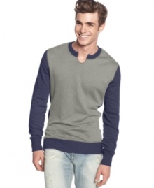 Add a modern edge to your layered look with this split neck sweater from Alternative Apparel. Add a modern edge to your layered look with this split neck sweater from Alternative Apparel.