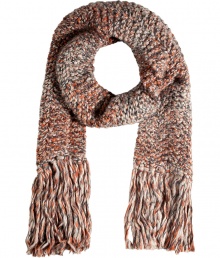 An ultra cool finish to your cold weather look: Antik Batiks chunky knit rust/clay heather scarf - Long fringed ends - Wear with urban outerwear and colorful accessories An ultra cool finish to your cold weather look: Antik Batiks chunky knit rust/clay heather scarf - Long fringed ends - Wear with urban outerwear and colorful accessories