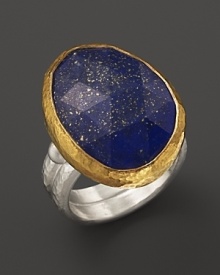 A bold lapis stone lends statement style to this sterling silver and 24K yellow gold ring from Gurhan.