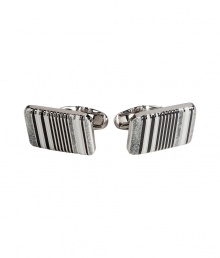 Inject sophisticated style into your formal look with these ultra-cool striped cufflinks from Paul Smith - Rectangular silver-toned cufflinks with monochrome striping - Pair with a sleek suit and a immaculately tailored button-down Inject sophisticated style into your formal look with these ultra-cool striped cufflinks from Paul Smith - Rectangular silver-toned cufflinks with monochrome striping - Pair with a sleek suit and a immaculately tailored button-down