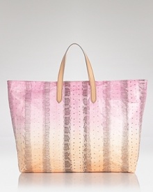 Carlos Falchi's ombre snake tote is a first class ravel companion. Complete with a matching business card holder and passport cover, the colorful carryall tips the scales on jet setting chic. Carlos Falchi's ombre snake tote is a first class ravel companion. Complete with a matching business card holder and passport cover, the colorful carryall tips the scales on jet setting chic.
