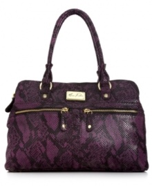 Play up your fierce factor with this posh python-print satchel from Marc Fisher. A practical silhouette in eye-catching electric blue with shiny silvertone hardware, it offers plenty of cool girl credentials. Play up your fierce factor with this posh python-print satchel from Marc Fisher. A practical silhouette in eye-catching electric blue with shiny silvertone hardware, it offers plenty of cool girl credentials.