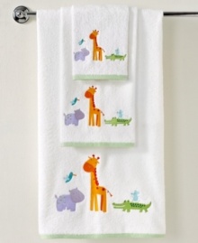 It's a zoo in here! A group of playful friends come together in this Zoo Friends hand towel, featuring friendly animals in fun and vibrant colors that your kids will adore. It's a zoo in here! A group of playful friends come together in this Zoo Friends hand towel, featuring friendly animals in fun and vibrant colors that your kids will adore.