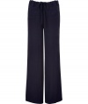 Up the ante on casual chic with Vinces elegant navy beach pants - Soft, ultra-lightweight summer linen - Easy, lower rise drawstring tie waist - Two pockets at hips and two button pockets at rear - Flattering, wide-leg cut bells gently at hem - Pair with t-shirts, tanks and caftans or layer over a bikini