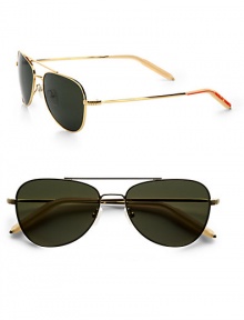 Timeless design handsomely crafted in lightweight metal with a double bridge detail. Available in gold with G15 polarized lenses.Metal100% UV ProtectionImported Timeless design handsomely crafted in lightweight metal with a double bridge detail. Available in gold with G15 polarized lenses.Metal100% UV ProtectionImported