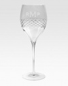 Sparkling faceted diamond cuts add Deco-inspired style to this personalized set of glassware. Set of 4Clear glass9.25 highDishwasher safeMade in ItalyFOR PERSONALIZATIONSelect a quantity, then scroll down and click on PERSONALIZE & ADD TO BAG to choose and preview your personalization options. Please allow 2 weeks for delivery.