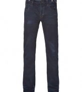 From Prps, purveyors of the ultimate must-have denim, these stylishly distressed jeans are the perfect pants for the seasons urbane-cool looks - Classic five-pocket styling, straight slim leg, distressed dark denim, back logo tab at waist- Wear with a long sleeve henley, a leather jacket, and motorcycle boots