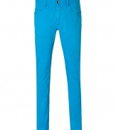 Get the look of the moment in Closeds bright blue slim fit jeans - Classic five-pocket styling, logo detail at fly, belt loops - Straight leg, slim fit - Wear with a long sleeve tee, a cardigan and lace-up boots
