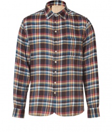 The classic shirt gets an easy-chic remix in Rag & Bones partial button-down flannel, finished with colorful plaid for that laid-back edge - Classic collar, long sleeves, buttoned cuffs, partial button-down front placket, shirttail hemline - Classic straight fit - Wear with slim trousers and edgy boots, or over jeans with pullovers for a rugged look The classic shirt gets an easy-chic remix in Rag & Bones partial button-down flannel, finished with colorful plaid for that laid-back edge - Classic collar, long sleeves, buttoned cuffs, partial button-down front placket, shirttail hemline - Classic straight fit - Wear with slim trousers and edgy boots, or over jeans with pullovers for a rugged look