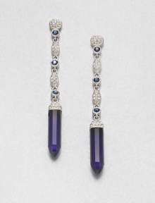 Long on Art Deco elegance, this gracious design combines pavé cubic zirconia and faceted sapphire-colored crystals for endless dazzle.Cubic zirconiaCrystalRhodium platingLength, about 2.75Post backImported Long on Art Deco elegance, this gracious design combines pavé cubic zirconia and faceted sapphire-colored crystals for endless dazzle.Cubic zirconiaCrystalRhodium platingLength, about 2.75Post backImported