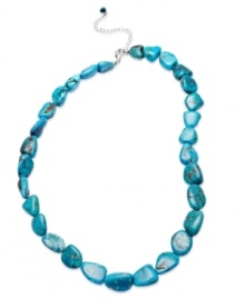 Add bohemian flavor and a lot of color. Avalonia Road's chunky necklace features asymmetrical turquoise stones (86 ct. t.w.) set in sterling silver. Approximate length: 20 inches + 3-inch extender. Add bohemian flavor and a lot of color. Avalonia Road's chunky necklace features asymmetrical turquoise stones (86 ct. t.w.) set in sterling silver. Approximate length: 20 inches + 3-inch extender.