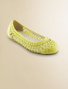 Graceful flats with a lacy, open-weave construction.Leather upperClosed toeLeather footbed and liningPadded insoleLeather and rubber soleImported Graceful flats with a lacy, open-weave construction.Leather upperClosed toeLeather footbed and liningPadded insoleLeather and rubber soleImported