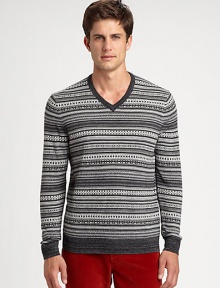 EXCLUSIVELY OURS. The finest merino wool blend knitted to a smooth, rich blend completes this incredibly soft v-neck pullover sweater.V-neck50% merino wool/50% acrylicMachine washImported