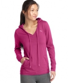 Rendered from organic cotton, this Puma hoodie is casual essential. Layer it with leggings and a tee for the gym and beyond! Rendered from organic cotton, this Puma hoodie is casual essential. Layer it with leggings and a tee for the gym and beyond!
