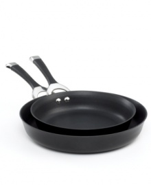 Get a handle on heat with the superior performance of Circulon's hard-anodized construction, which provides even heating for brilliant results. The Total® Food Release System and signature dishwasher-safe nonstick finish get food off the pan and onto plates effortlessly. Lifetime warranty. Get a handle on heat with the superior performance of Circulon's hard-anodized construction, which provides even heating for brilliant results. The Total® Food Release System and signature dishwasher-safe nonstick finish get food off the pan and onto plates effortlessly. Lifetime warranty.