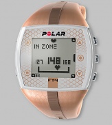 For anyone looking to keep their fitness training simple, this heart-rate monitor is a workout essential. The easy-to-use device automatically establishes your heart rate limit, then displays your target zone and provides audible alarms when your rate leaves that zone. OwnCal counts and displays calorie expenditure Automatically stores data every few seconds 1.02 oz. 5 X 4 X 3 Imported Model number: FT4 