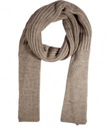 Stay warm and stylish in this versatile wool-blend neutral scarf from Cacharel - Large ribbed scarf with smaller ribbed edges, easy-to-style length - Wear with skinny jeans, an oversized pullover, and a slim parka Stay warm and stylish in this versatile wool-blend neutral scarf from Cacharel - Large ribbed scarf with smaller ribbed edges, easy-to-style length - Wear with skinny jeans, an oversized pullover, and a slim parka