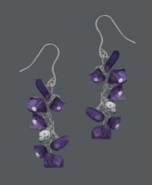 Freshen your look with a chic cluster of color. Earrings by Avalonia Road made of amethyst chips to add a regal touch to any look. Set in sterling silver. Approximate drop: 1-3/4 inches. Freshen your look with a chic cluster of color. Earrings by Avalonia Road made of amethyst chips to add a regal touch to any look. Set in sterling silver. Approximate drop: 1-3/4 inches.